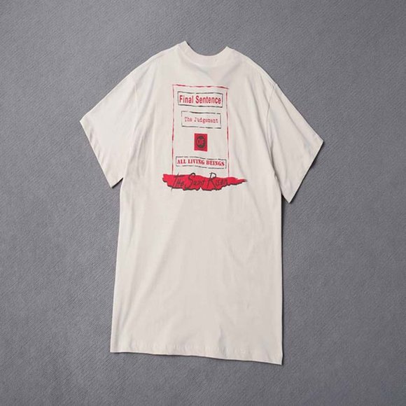 Vintage Portrait Print & Red Slogan Short Sleeve Cream - Picture 4 of 11